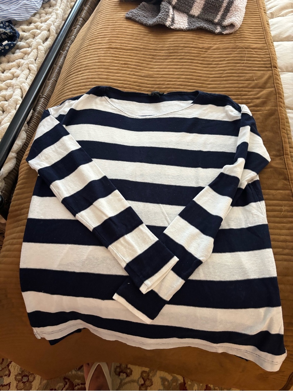 J. Crew Navy and White Striped Long Sleeve Tee